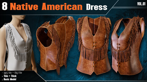 8 Native American Dress Basic Models - VOL 01 (zprj+obj ( thin+ thick ))