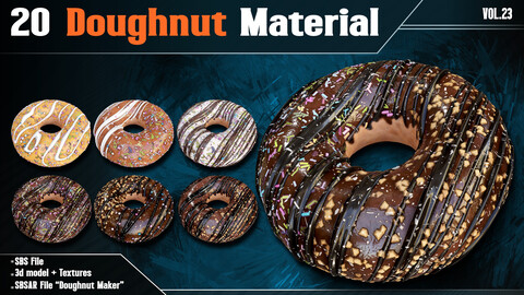 20 Doughnut Material ( PBR Textures + SBSAR File + SBS File) - Vol.23