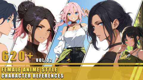 620+ Female Anime Style - Character References Vol.02