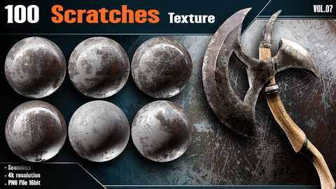 100 Scratches Texture - Vol.07 ( 4k PNG )