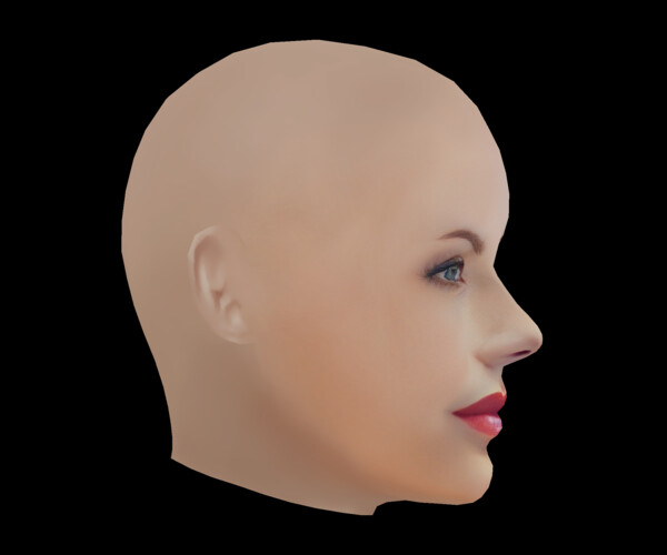 Artstation - Charlize Theron Head - No Hair - Low Poly Head For Game 