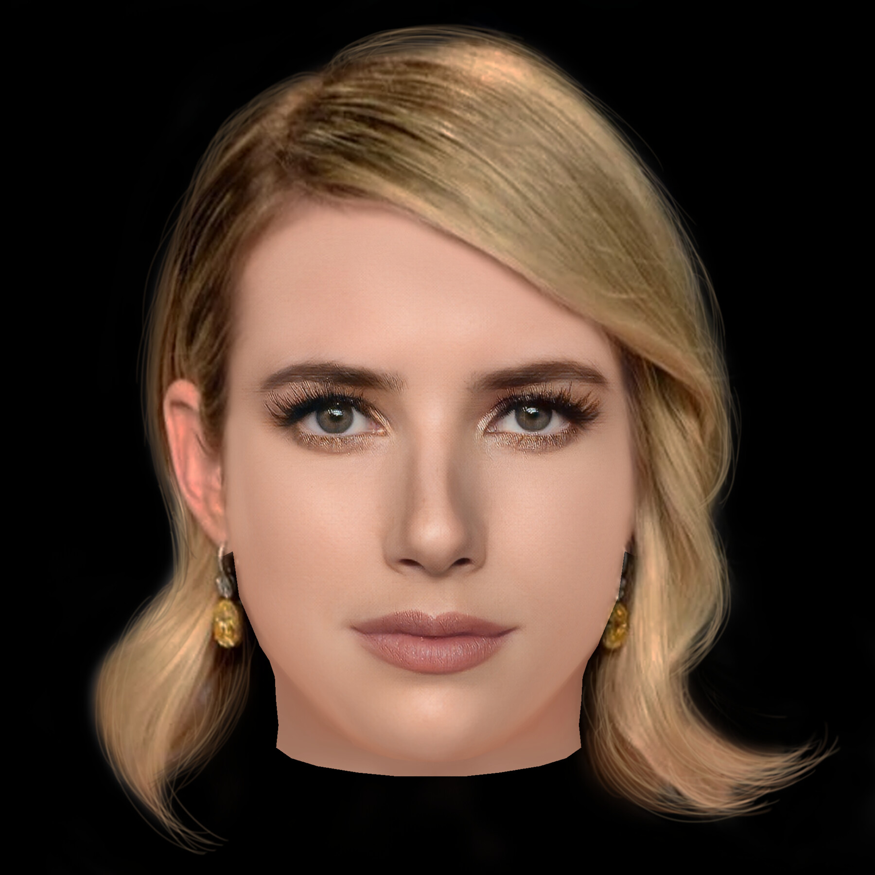 Emma Roberts Head - No Hair - Low poly head for game