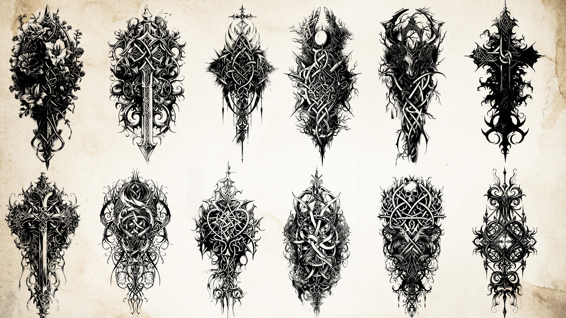 ArtStation - 160 Gothic Tattoo (PNG Files)-4K- High Quality | Artworks