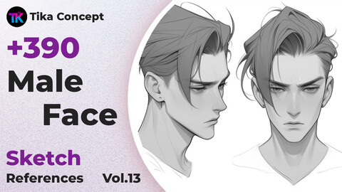 +390 Male Face Sketch Reference(4k) | Vol_13