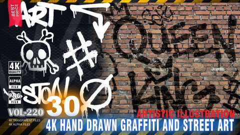 30 4K HAND DRAWN GRAFFITI AND STREET ARTS - MINI PACK - HIGH END QUALITY RES - (TRANSPARENT & ALPHA) - VOL220