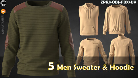 5 MEN SWEATER(CLO3D PROJECT+OBJ+FBX)