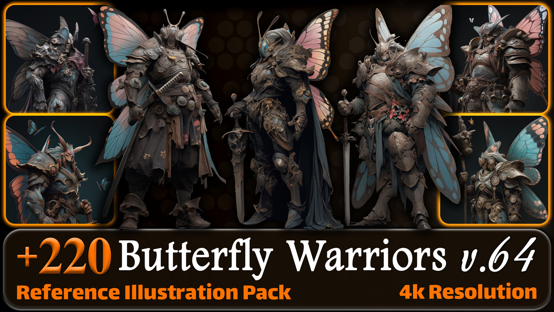 ArtStation - 220 Butterfly Warriors Reference Pack | 4K | v.64 | Artworks