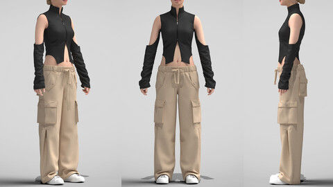 Women's Streetwear Outfit 3d Model