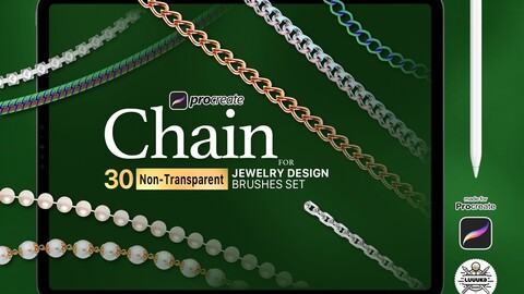 30 Procreate Chain brashes set for Jewelry Design (Non Transparent)