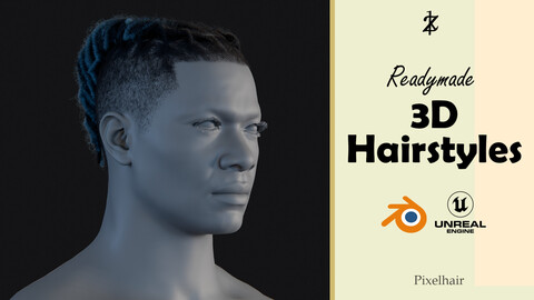 PixelHair Hairstyle - Fade 018 (Hair for blender/ unreal engine / metahuman) Afro hair | Kinky hair | 4c Hair | African / African American Hair