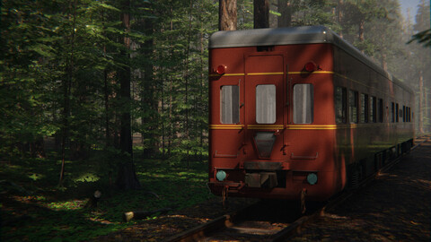 Train Forest 3d Scene