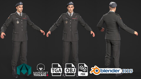 Military Officer uniform suit Game Assests Marmoset toolbag 4 VR / AR / low-poly 3d model military people war uniform officer chairman navy force character combat army commando man military person infantry police solider clothing military