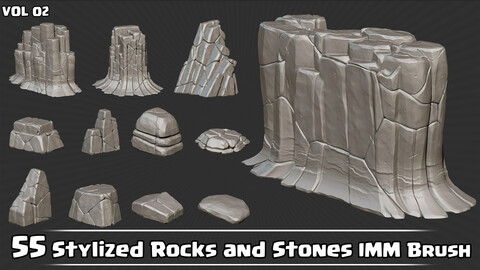 55 Stylized Rocks & Stones IMM Brush VOL02