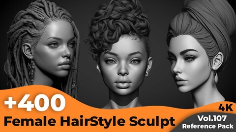 +400 Female Hairstyle Head Sculpt Reference(4k)