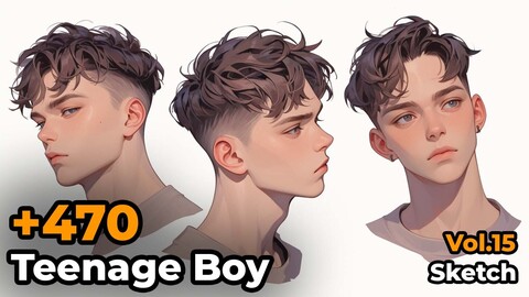 +470 Teenage Boy Face Sketch Reference(4k) | Vol_15