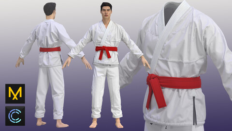 Martial Art Uniform - Kimono Judo(MD/ Clo3d zprj project + fbx + obj)