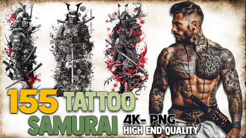 155 Samurai Tattoo (PNG Files)-4K- High Quality