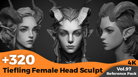 +320 Tiefling Female Head Sculpt Reference(4k)