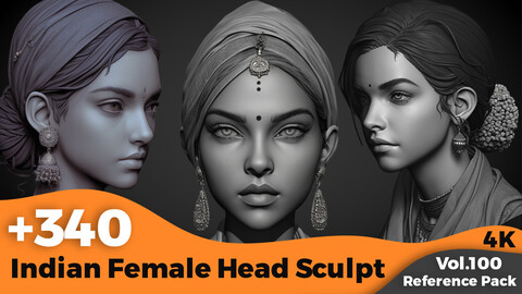 +340 Indian Female Head Sculpt Reference(4k)