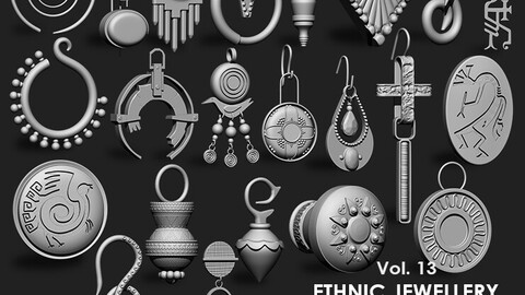 Ethnic Jewellery Earrings IMM\Stl\Obj Brush Pack (22 in One) Vol. 13