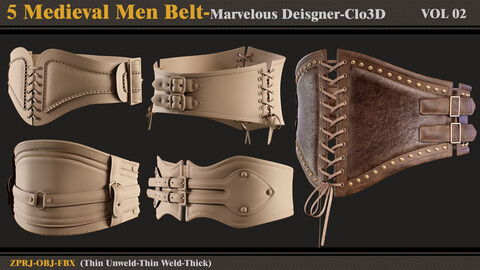 5 Medieval Men's Belt/MD-Clo3D(ZPRJ + FBX + OBJ)-VOL 2