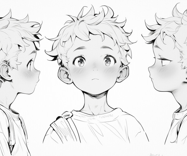 Artstation - +370 Kid Boy Face Sketch Reference(4k) 