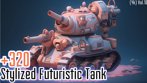 +320 Stylized Futuristic Tank Concept (4k)