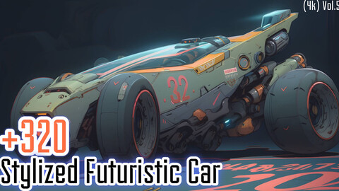 +320 Stylized Futuristic Car Concept (4k)