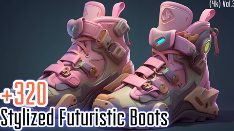 +320 Stylized Futuristic Boots Concept (4k)