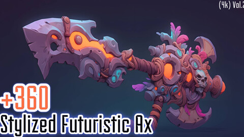 +360 Stylized Futuristic Ax Concept (4k)