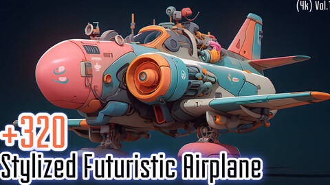 +320 Stylized Futuristic Airplane Concept (4k)