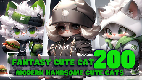 +200 Modern Fantasy Cute Cats