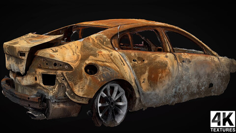 burned car wreck part photogrammetry