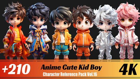 +210 Anime Cute Kid Boy | 4K | Character Reference Pack Vol.16