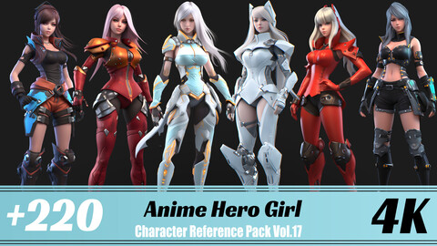 +220 Anime Hero Girl | 4K | Character Reference Pack Vol.17