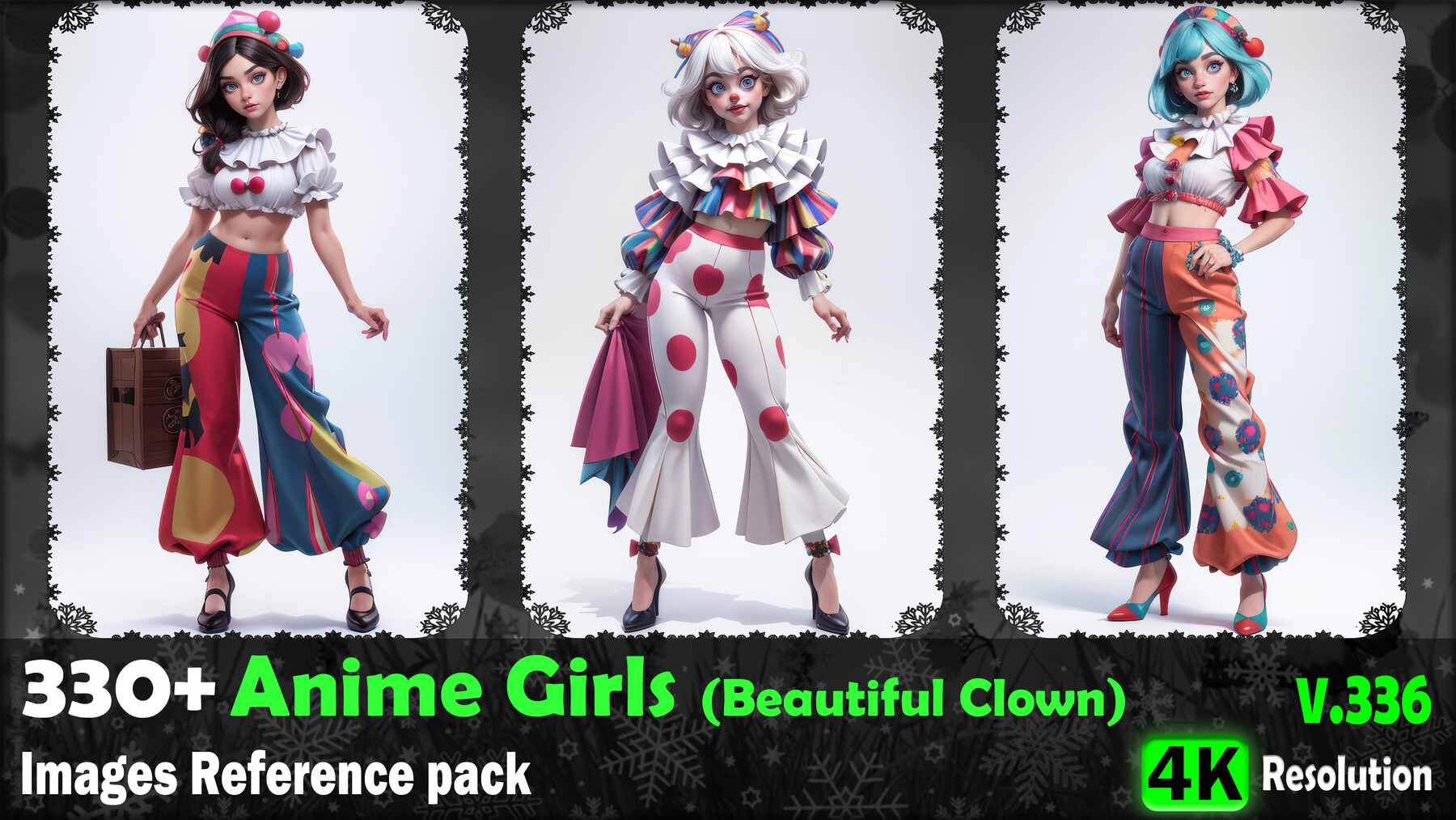 330+ Anime Girls (Beautiful Clown) Images Reference Pack - 4K Resolution -  V.336