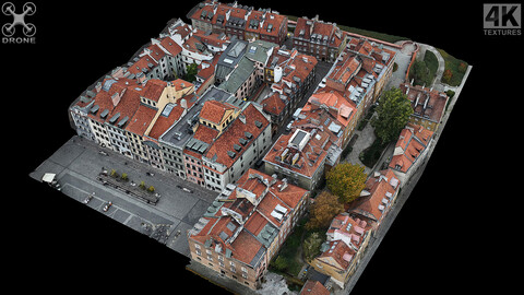 old classic town middle ages drone photogrammetry