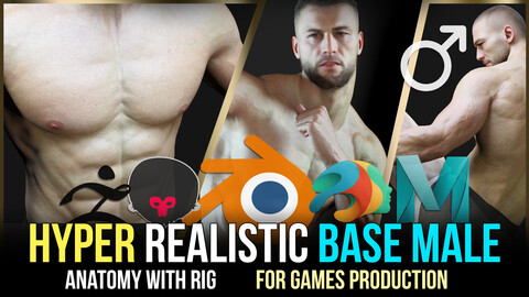 Lifelike Male Base for Blender Maya Daz studio Zbrush 50%OFF