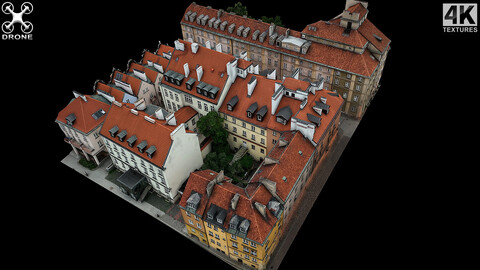 town classic buildings drone air photogrammetry