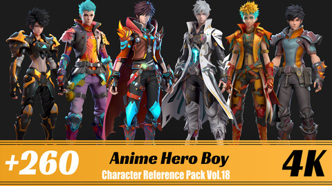 +260 Anime Hero Boy | 4K | Character Reference Pack Vol.18