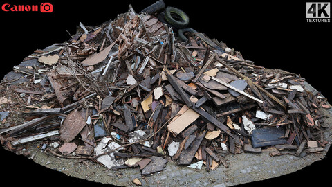 wood debris pile destroyed house photogrammetry