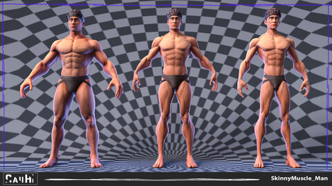 Combo 3 Types Body Big Muscle, Small Muscle and Skinny 3D Model