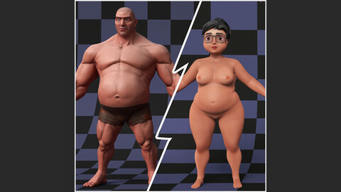 Combo 2 Body Male and Female Fat Stylized