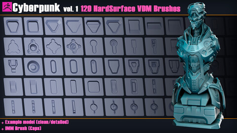 Cyberpunk vol. 1 | 120 Hard Surface VDM Brushes for Zbrush