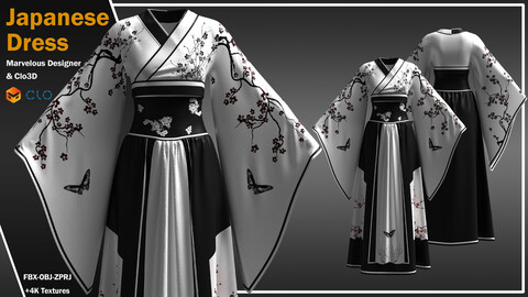 Japanese Dress (ZPRJ, FBX, OBJ, DXF, PDF)