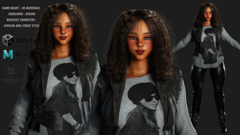 AAA 3D REALISTIC FEMALE CHARACTER - AFRICAN GIRL / GTA / NPC / STREET STYLE