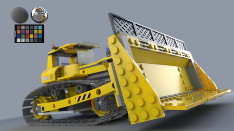 Lego Bulldozer Lookdev / Rigging / Modeling Scene