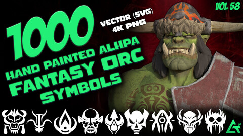 1000 Hand Painted Alpha Fantasy Orc Symbols (MEGA Pack) - Vol 58