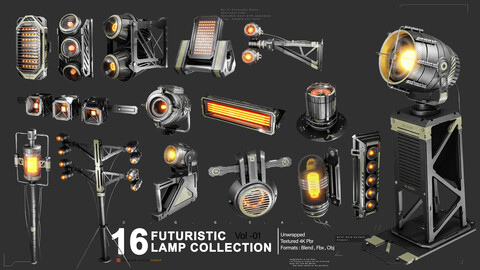 Sci-Fi Lamps (Uv,texture)Vol-01