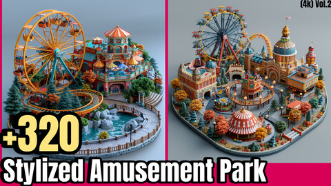 +320 Stylized Amusement Park Concept (4k)